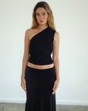 Image of Evelina One Shoulder Top in Black Mesh