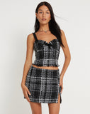 image of Mela Mini Skirt in Check Black and White