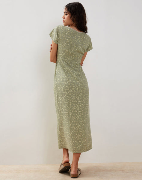 Image of Eviaso Midi Dress in Ditsy Mix Floral Green