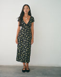 image of Eviaso Midi Dress in Lemon and Lime Black