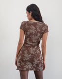 Image of Evilia Mini Dress in Floral Blooming Vines Brown