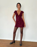 Image of Evilia Dress in Botanical Flower Maroon