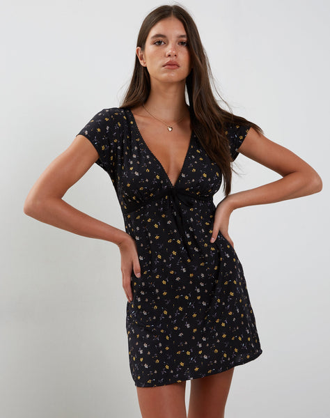 Image of Evilia Mini Dress in Pretty Petal Black