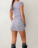 image of Evilia Mini Dress in Purple Botanist Flock