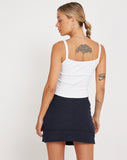 Image of Evy Cargo Mini Skirt in Navy with Black Piping