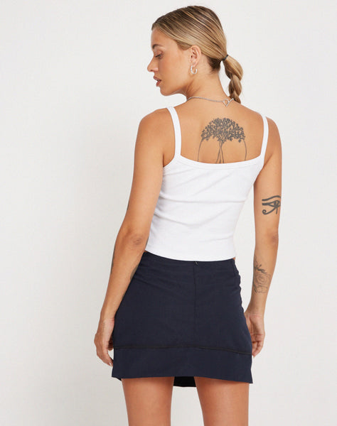 Image of Evy Cargo Mini Skirt in Navy with Black Piping