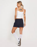 Image of Evy Cargo Mini Skirt in Navy with Black Piping