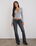 Image of Extra Low Rise Flare Jeans in Dirty Green
