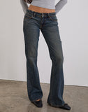 Image of Extra Low Rise Flare Jeans in Dirty Green