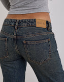 Image of Extra Low Rise Flare Jeans in Dirty Green