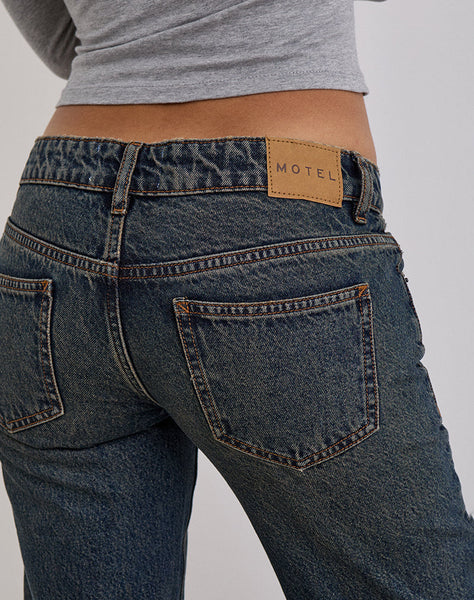 Image of Extra Low Rise Flare Jeans in Dirty Green
