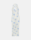 Image of Fadwa Midi Dress in Floral Stripe Cream