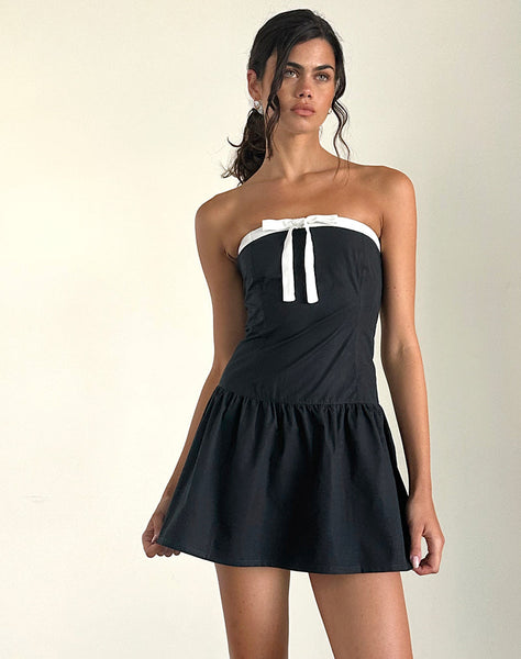 Image of Faelas Mini Dress in Tap Shoe with Off White Bows