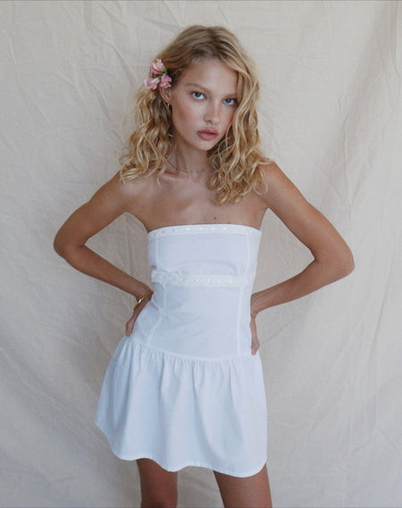 Felin Mini Dress in White Poplin