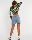 Image of Faline Crop Top in Cute Floral Black and Yellow