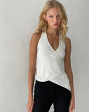 Image of Farah Halter Asymmetric Plunge Top in Ivorya