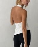 Image of Farah Halter Asymmetric Plunge Top in Ivorya