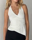 Image of Farah Halter Asymmetric Plunge Top in Ivorya