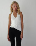 Image of Farah Halter Asymmetric Plunge Top in Ivorya