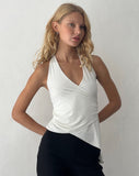 Image of Farah Halter Asymmetric Plunge Top in Ivorya