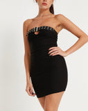 Image of Farasya Mini Dress in Black with Eyelet