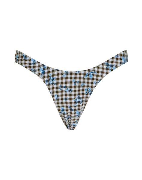 Image of Farida Bikini Bottom in Floral Gingham Brown