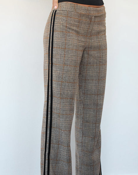 Image of Fatina Trouser in Brown Check with Side Stripe