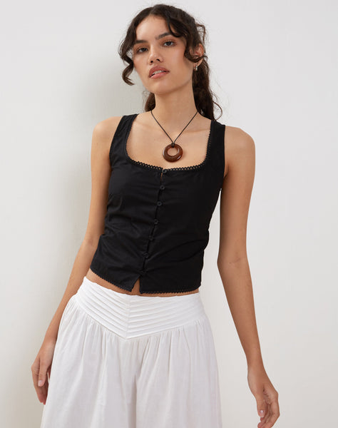 Image of Fawn Top in Poplin Black