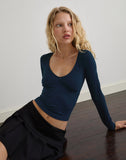Image of Faye Long Sleeve Top in Navy