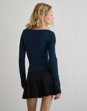 Image of Faye Long Sleeve Top in Navy