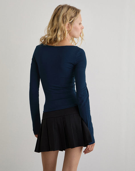 Image of Faye Long Sleeve Top in Navy