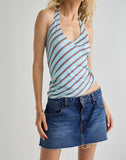 Image of Fayez Slinky Top in Diagonal Striped Light Blue