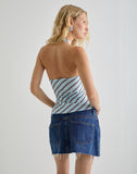 Image of Fayez Slinky Top in Diagonal Striped Light Blue