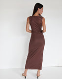 Image of Fayola Maxi Dress in Blurred Floral Print Brown
