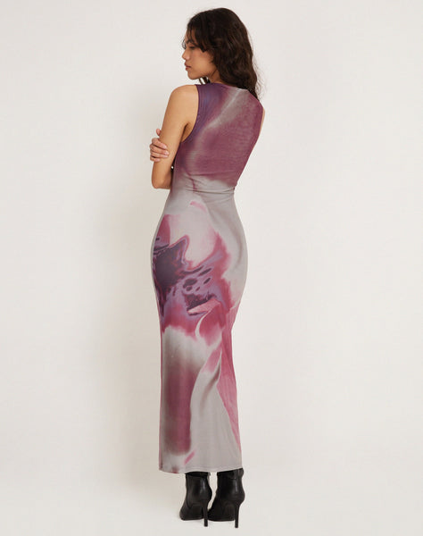 Image of Fayola Printed Maxi Dress in Pink Anatomy of Nature