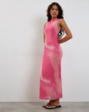 image of Fayola Printed Maxi Dress in Watercolour Pink