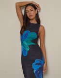 Image of Fayola Printed Maxi Dress in Watercolour Flower Blue