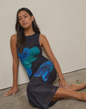 Image of Fayola Printed Maxi Dress in Watercolour Flower Blue