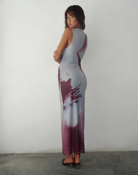 image of Fayola Printed Maxi Dress in Grey Anatomy of Nature