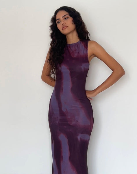 Image of Fayola Printed Maxi Dress in Watercolour Wine