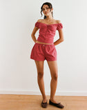 Image of Fayra Bardot Corset Top in Dobby Red