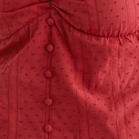 Fayra Bardot Corset Top in Cotton Dobby Red