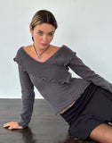 Image of Febby Sheer Knit Jumper in Dark Charcoal