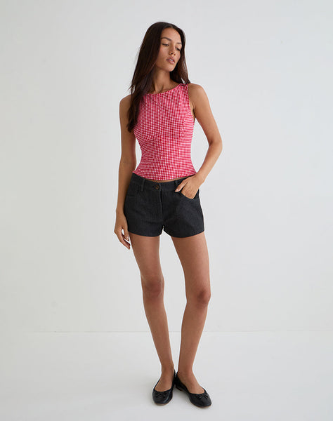 Image of Felia Tie Back Top in Red Gingham