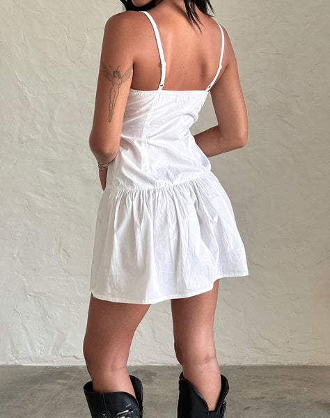 Image of Felin Mini Dress in White Poplin