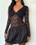 Image of Fiore Long Sleeve Top in Black Canina Rose Lace