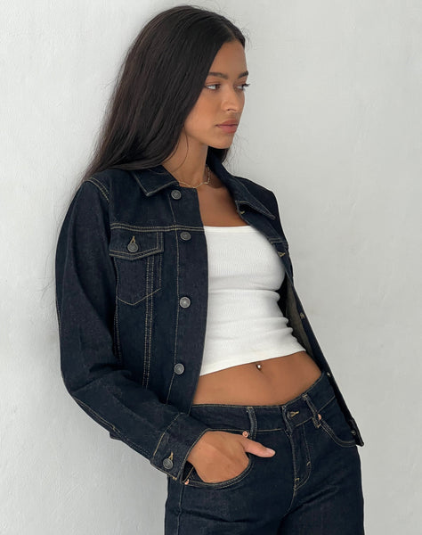 image of Fitted Denim Jacket in Indigo