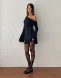 Image of Fliss Asymmetric Mini Dress in Slinky Black