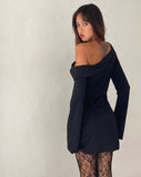 Image of Fliss Asymmetric Mini Dress in Slinky Black