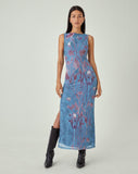 image of MOTEL X JACQUIE Flo Maxi Dress in Lumen Mesh Blue